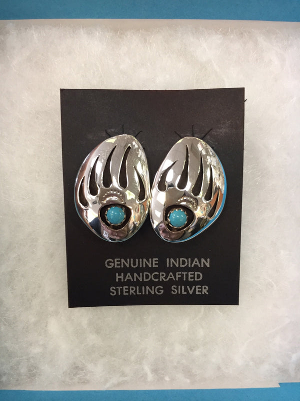 Sterling Silver Earrings - Bear Claw Turquoise - 1