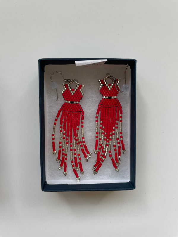 Beaded Earrings - Red Dress #1 - 1
