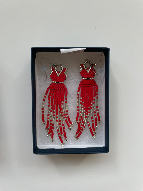 Beaded Earrings - Red Dress #1