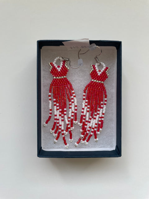 Beaded Earrings - Red Dress #3