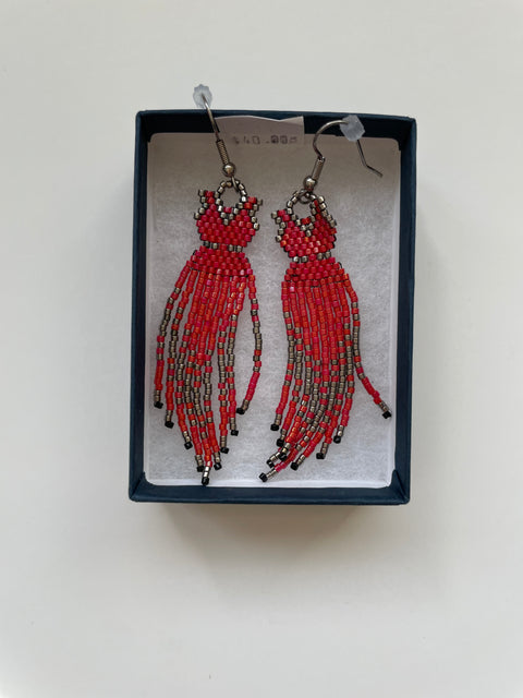 Beaded Earrings - Red Dress #4